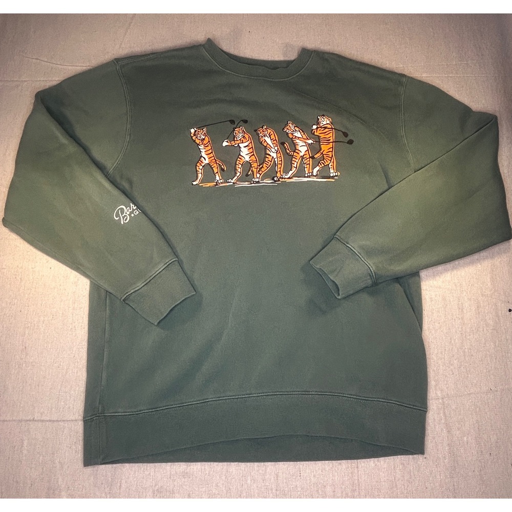 Barstool Golf Sweatshirt Mens Large Green Excellent Tiger Golf Swing Crewneck